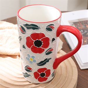 CERAMIC POPPY COFFEE MUG