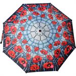 COLLAPSIBLE UMBRELLA STAINED GLASS POPPIES 