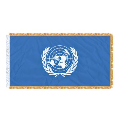 FLAG UNITED NATIONS 6'X3' SLEEVED & FRINGED