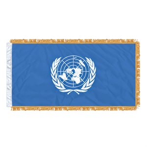 FLAG UNITED NATIONS 54" X 27" SLEEVED & FRINGED
