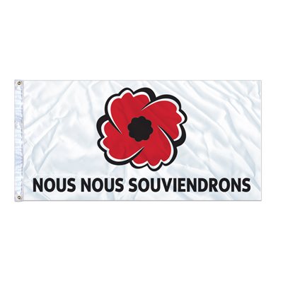 FLAG POPPY "NOUS NOUS SOUVIENDRONS" 27" X 54" GROMMET (2)