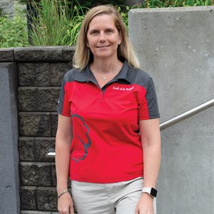 GOLF SHIRT LEST WE FORGET LADIES RED / GREY POLY / BLEND